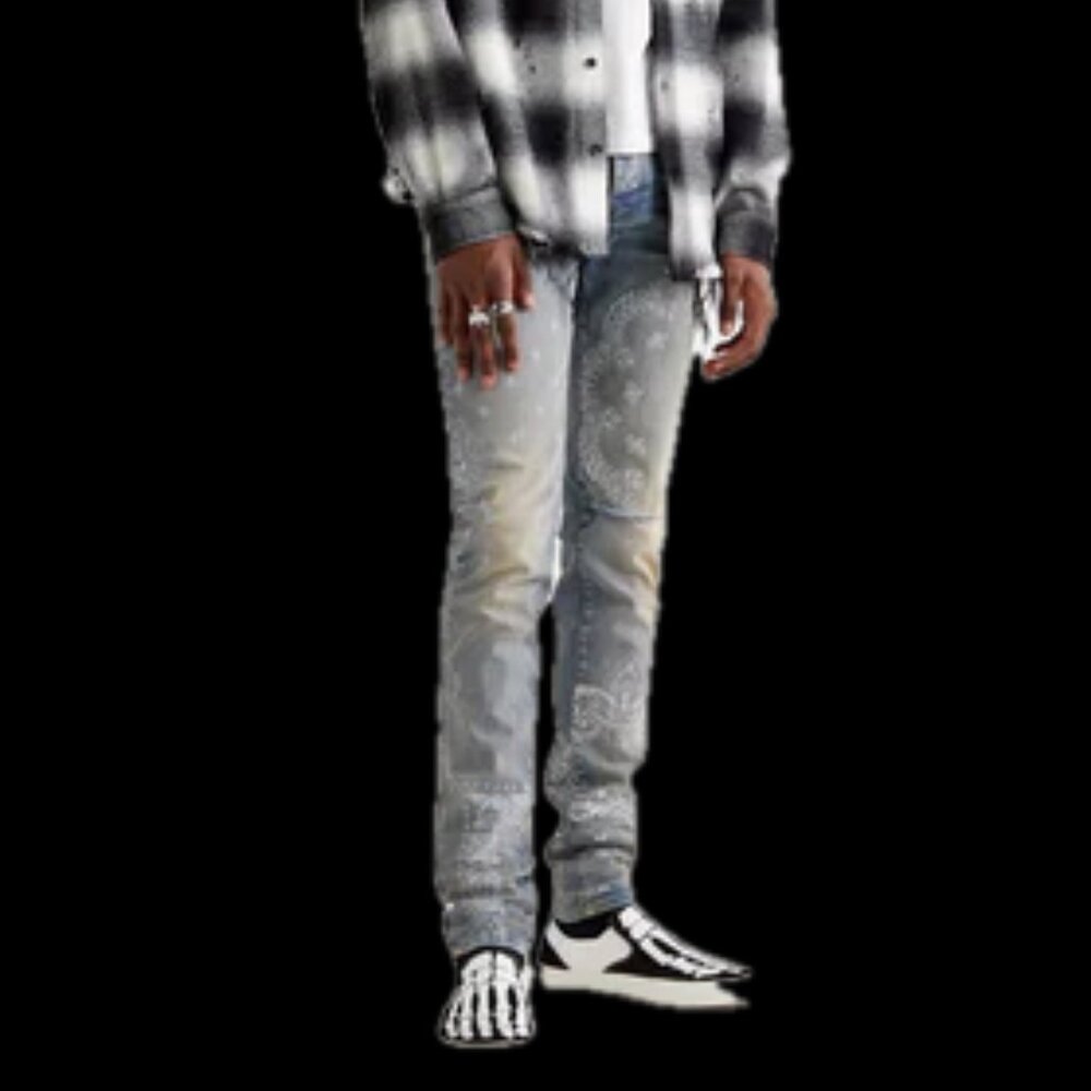 New, unworn Amiri jeans in paisley clay indigo, size 32W inseam 33, authentic :)